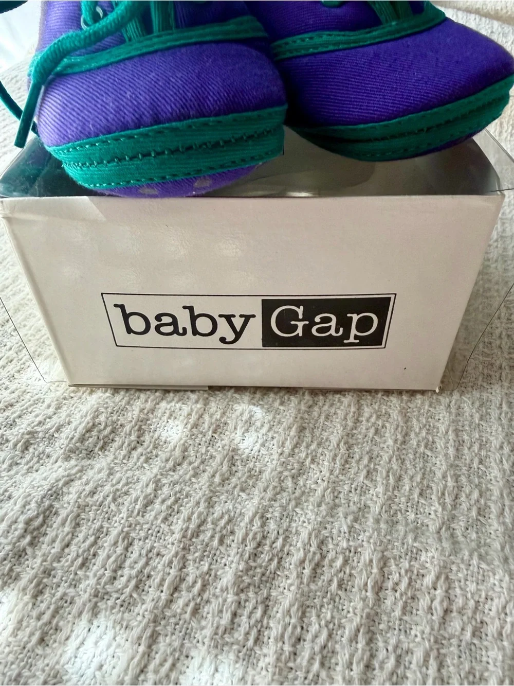 VTG Baby GAP Purple Canvas Cotton Baby Shoes with Teal Trim